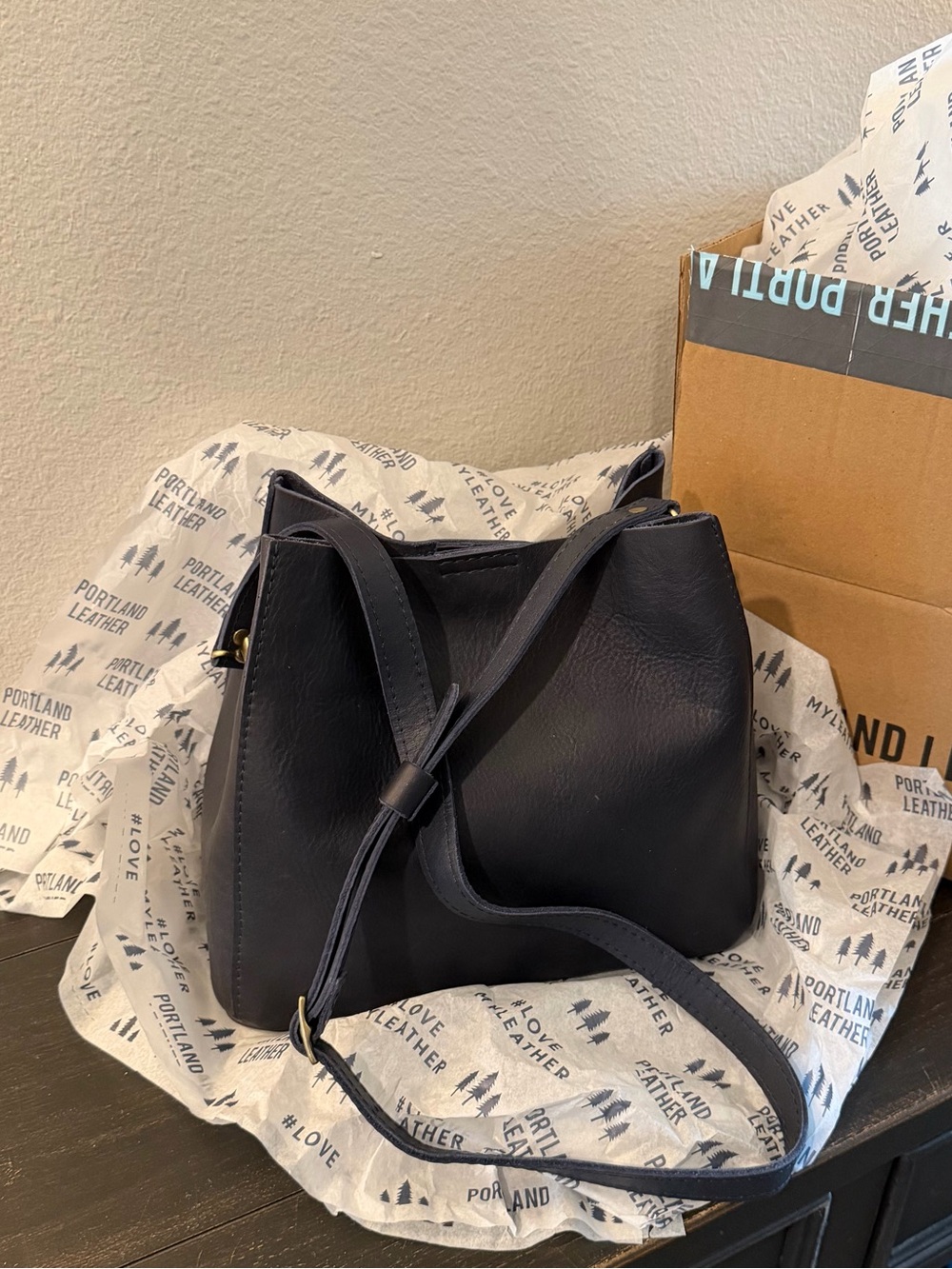 PLG Midnight Blue Butterfly Bucket Crossbody Bag